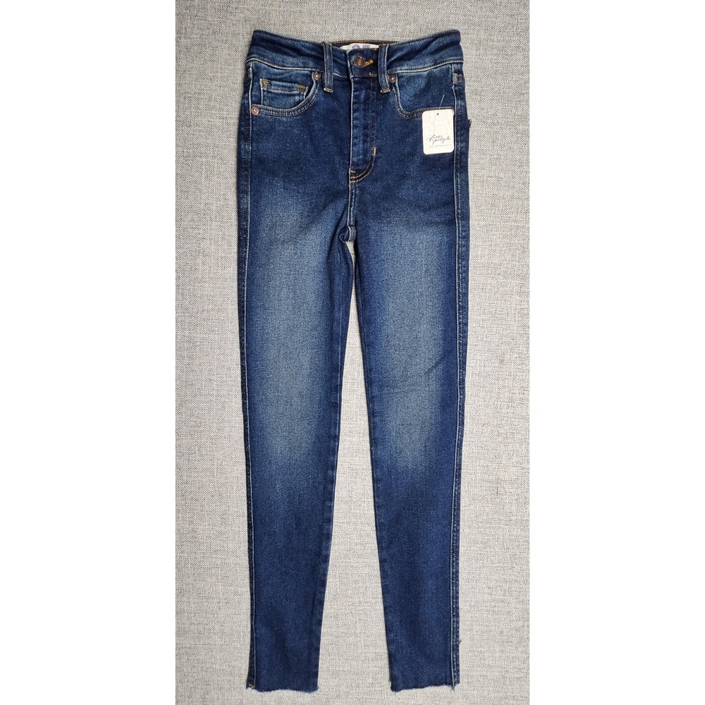 Free People Jeans Womens 25 High Rise Skinny‎ Raw Hem Stretch Denim OB1061274
